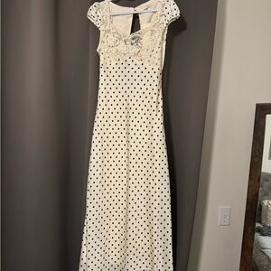 Elegant Cream Polka Dot Dress